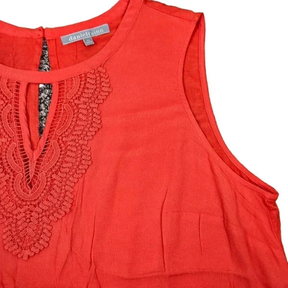 Daniel Rainn Orange Blouse Sleeveless Size 2X Embroidered Accents Front and Back - Picture 8 of 10